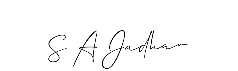 The best way (Allison_Script) to make a short signature is to pick only two or three words in your name. The name S A Jadhav include a total of six letters. For converting this name. S A Jadhav signature style 2 images and pictures png