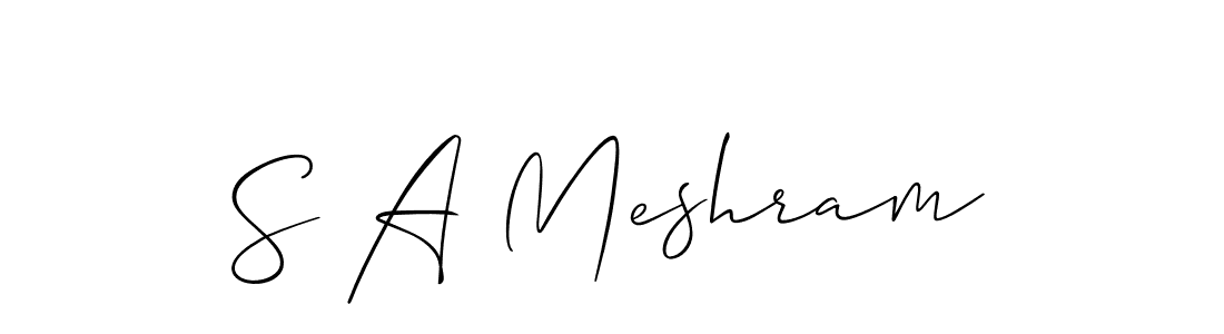 Use a signature maker to create a handwritten signature online. With this signature software, you can design (Allison_Script) your own signature for name S A Meshram. S A Meshram signature style 2 images and pictures png