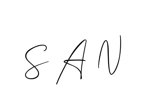 The best way (Allison_Script) to make a short signature is to pick only two or three words in your name. The name S A N include a total of six letters. For converting this name. S A N signature style 2 images and pictures png