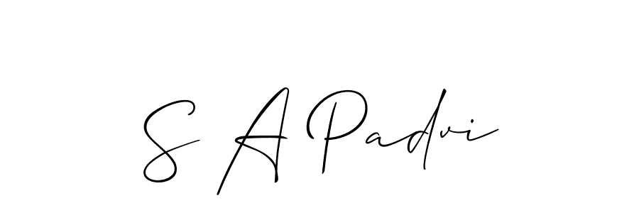 Design your own signature with our free online signature maker. With this signature software, you can create a handwritten (Allison_Script) signature for name S A Padvi. S A Padvi signature style 2 images and pictures png