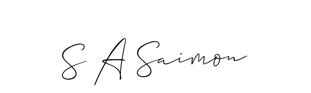 if you are searching for the best signature style for your name S A Saimon. so please give up your signature search. here we have designed multiple signature styles  using Allison_Script. S A Saimon signature style 2 images and pictures png