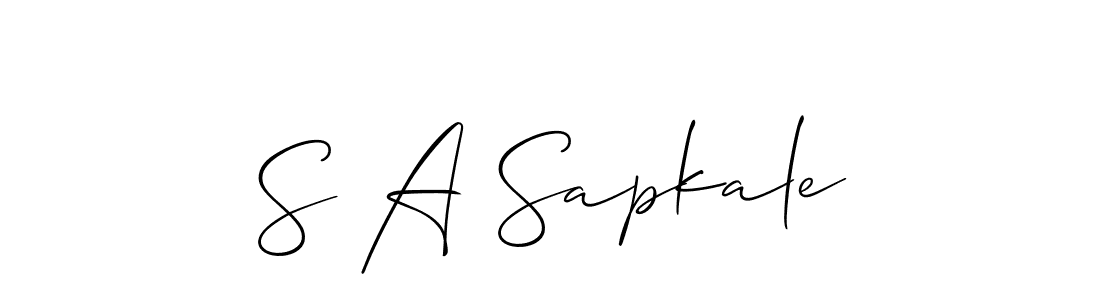 The best way (Allison_Script) to make a short signature is to pick only two or three words in your name. The name S A Sapkale include a total of six letters. For converting this name. S A Sapkale signature style 2 images and pictures png