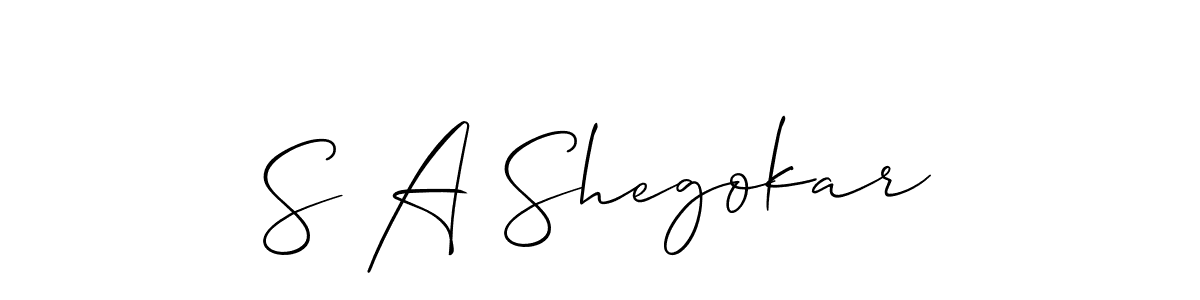 Make a short S A Shegokar signature style. Manage your documents anywhere anytime using Allison_Script. Create and add eSignatures, submit forms, share and send files easily. S A Shegokar signature style 2 images and pictures png