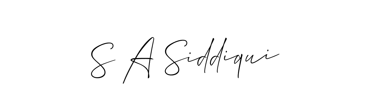 The best way (Allison_Script) to make a short signature is to pick only two or three words in your name. The name S A Siddiqui include a total of six letters. For converting this name. S A Siddiqui signature style 2 images and pictures png