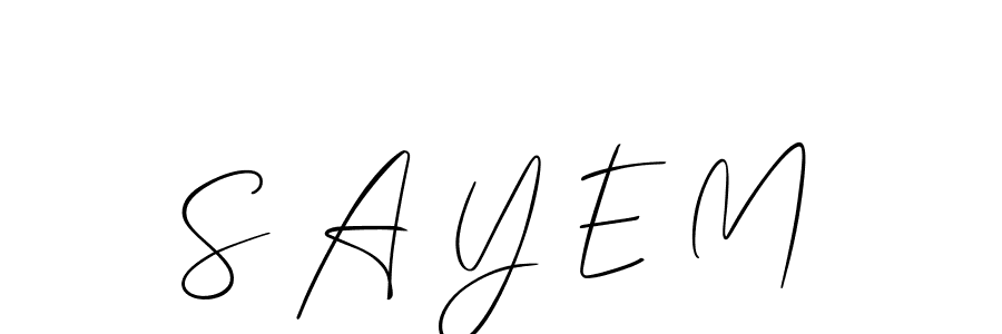The best way (Allison_Script) to make a short signature is to pick only two or three words in your name. The name S A Y E M include a total of six letters. For converting this name. S A Y E M signature style 2 images and pictures png