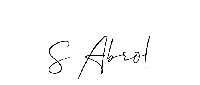 Make a short S Abrol signature style. Manage your documents anywhere anytime using Allison_Script. Create and add eSignatures, submit forms, share and send files easily. S Abrol signature style 2 images and pictures png