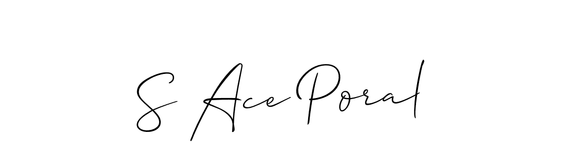 The best way (Allison_Script) to make a short signature is to pick only two or three words in your name. The name S Ace Poral include a total of six letters. For converting this name. S Ace Poral signature style 2 images and pictures png