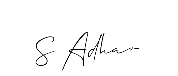 Also You can easily find your signature by using the search form. We will create S Adhav name handwritten signature images for you free of cost using Allison_Script sign style. S Adhav signature style 2 images and pictures png