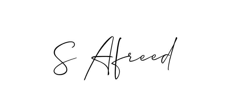 Use a signature maker to create a handwritten signature online. With this signature software, you can design (Allison_Script) your own signature for name S Afreed. S Afreed signature style 2 images and pictures png