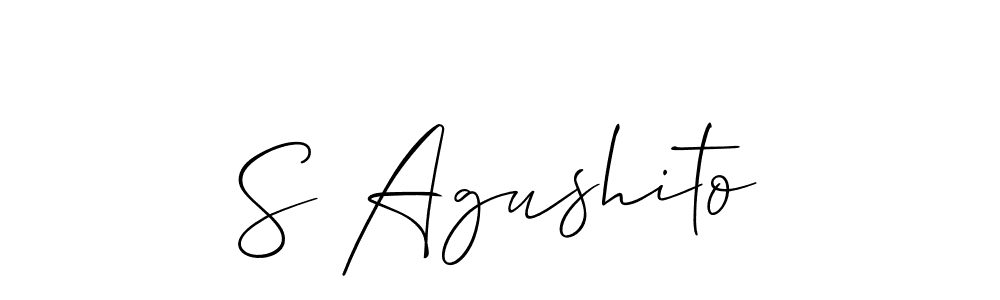 Make a short S Agushito signature style. Manage your documents anywhere anytime using Allison_Script. Create and add eSignatures, submit forms, share and send files easily. S Agushito signature style 2 images and pictures png