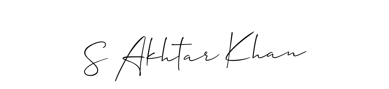 The best way (Allison_Script) to make a short signature is to pick only two or three words in your name. The name S Akhtar Khan include a total of six letters. For converting this name. S Akhtar Khan signature style 2 images and pictures png