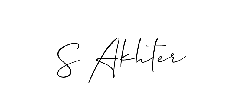 How to make S Akhter name signature. Use Allison_Script style for creating short signs online. This is the latest handwritten sign. S Akhter signature style 2 images and pictures png