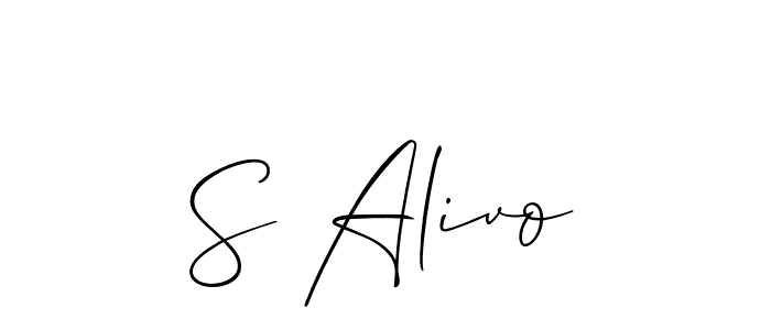 Also You can easily find your signature by using the search form. We will create S Alivo name handwritten signature images for you free of cost using Allison_Script sign style. S Alivo signature style 2 images and pictures png