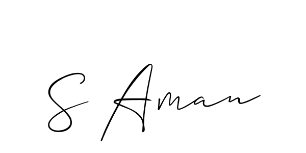 How to make S Aman name signature. Use Allison_Script style for creating short signs online. This is the latest handwritten sign. S Aman signature style 2 images and pictures png