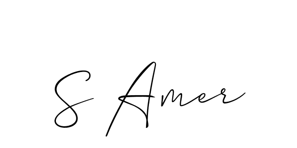 The best way (Allison_Script) to make a short signature is to pick only two or three words in your name. The name S Amer include a total of six letters. For converting this name. S Amer signature style 2 images and pictures png
