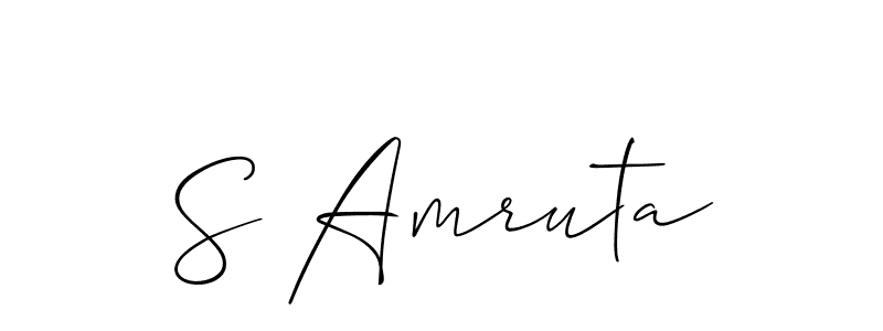 The best way (Allison_Script) to make a short signature is to pick only two or three words in your name. The name S Amruta include a total of six letters. For converting this name. S Amruta signature style 2 images and pictures png