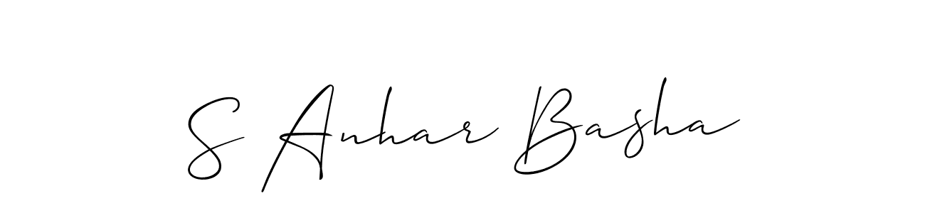 Use a signature maker to create a handwritten signature online. With this signature software, you can design (Allison_Script) your own signature for name S Anhar Basha. S Anhar Basha signature style 2 images and pictures png