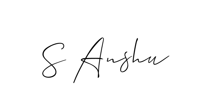 Make a short S Anshu signature style. Manage your documents anywhere anytime using Allison_Script. Create and add eSignatures, submit forms, share and send files easily. S Anshu signature style 2 images and pictures png