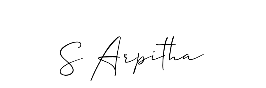 if you are searching for the best signature style for your name S Arpitha. so please give up your signature search. here we have designed multiple signature styles  using Allison_Script. S Arpitha signature style 2 images and pictures png