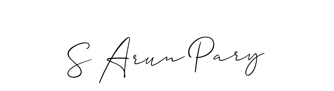 You should practise on your own different ways (Allison_Script) to write your name (S Arun Pary) in signature. don't let someone else do it for you. S Arun Pary signature style 2 images and pictures png