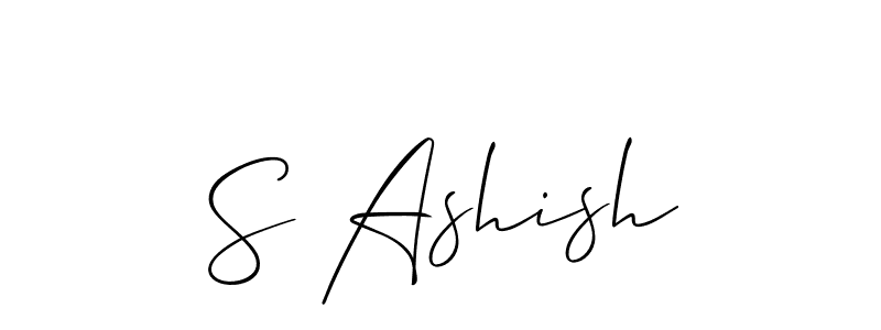 The best way (Allison_Script) to make a short signature is to pick only two or three words in your name. The name S Ashish include a total of six letters. For converting this name. S Ashish signature style 2 images and pictures png