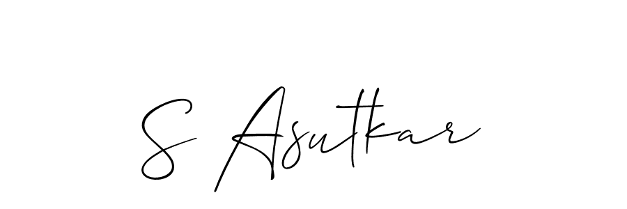 How to make S Asutkar name signature. Use Allison_Script style for creating short signs online. This is the latest handwritten sign. S Asutkar signature style 2 images and pictures png