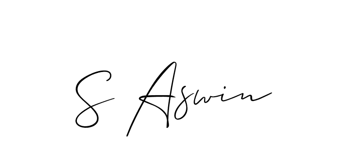 Make a beautiful signature design for name S Aswin. With this signature (Allison_Script) style, you can create a handwritten signature for free. S Aswin signature style 2 images and pictures png