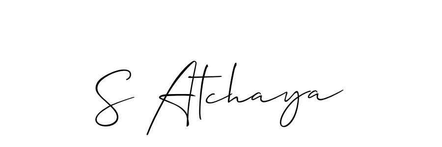 Use a signature maker to create a handwritten signature online. With this signature software, you can design (Allison_Script) your own signature for name S Atchaya. S Atchaya signature style 2 images and pictures png