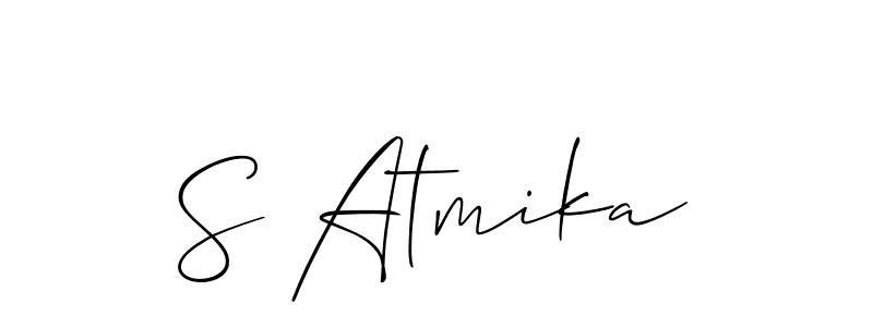 How to make S Atmika name signature. Use Allison_Script style for creating short signs online. This is the latest handwritten sign. S Atmika signature style 2 images and pictures png