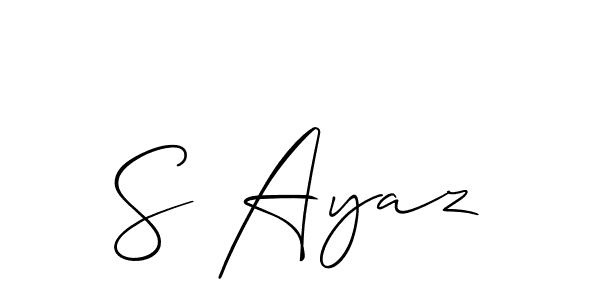 Also You can easily find your signature by using the search form. We will create S Ayaz name handwritten signature images for you free of cost using Allison_Script sign style. S Ayaz signature style 2 images and pictures png