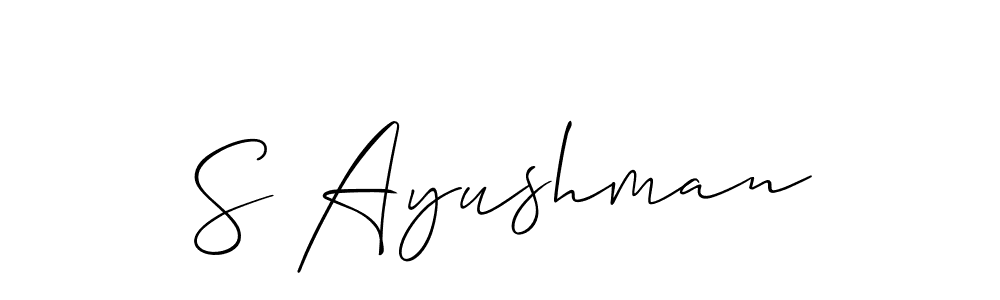 Design your own signature with our free online signature maker. With this signature software, you can create a handwritten (Allison_Script) signature for name S Ayushman. S Ayushman signature style 2 images and pictures png