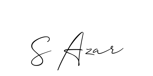 Allison_Script is a professional signature style that is perfect for those who want to add a touch of class to their signature. It is also a great choice for those who want to make their signature more unique. Get S Azar name to fancy signature for free. S Azar signature style 2 images and pictures png