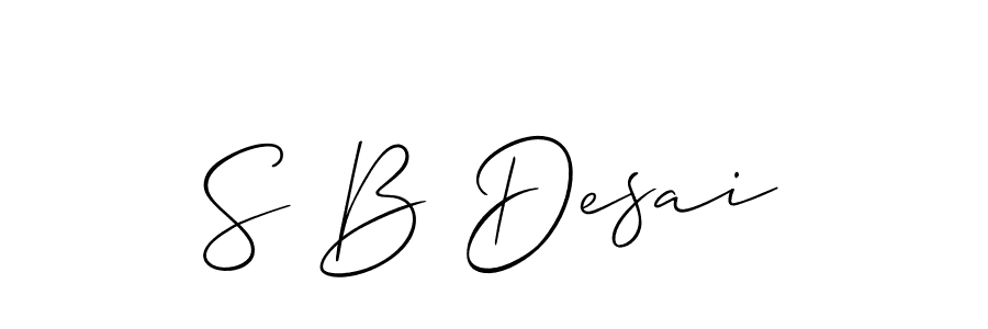 Use a signature maker to create a handwritten signature online. With this signature software, you can design (Allison_Script) your own signature for name S B Desai. S B Desai signature style 2 images and pictures png