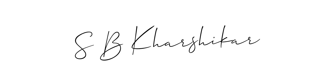 if you are searching for the best signature style for your name S B Kharshikar. so please give up your signature search. here we have designed multiple signature styles  using Allison_Script. S B Kharshikar signature style 2 images and pictures png