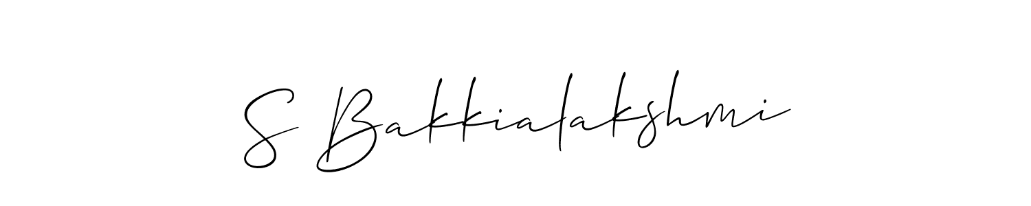 Also You can easily find your signature by using the search form. We will create S Bakkialakshmi name handwritten signature images for you free of cost using Allison_Script sign style. S Bakkialakshmi signature style 2 images and pictures png