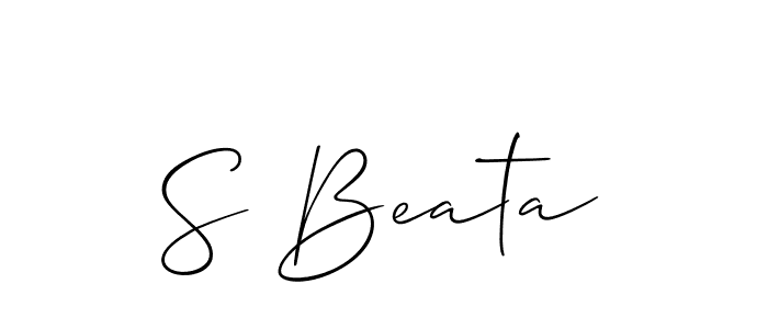 Use a signature maker to create a handwritten signature online. With this signature software, you can design (Allison_Script) your own signature for name S Beata. S Beata signature style 2 images and pictures png
