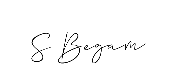 The best way (Allison_Script) to make a short signature is to pick only two or three words in your name. The name S Begam include a total of six letters. For converting this name. S Begam signature style 2 images and pictures png
