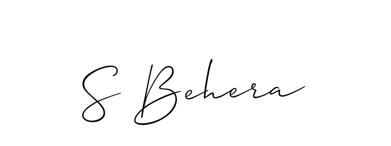 Use a signature maker to create a handwritten signature online. With this signature software, you can design (Allison_Script) your own signature for name S Behera. S Behera signature style 2 images and pictures png