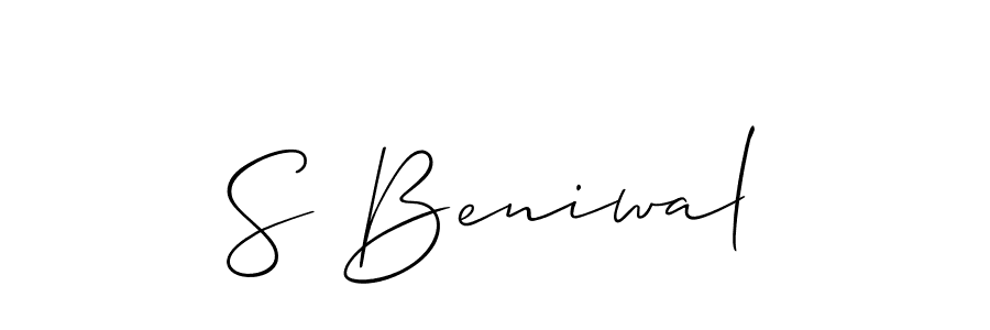 if you are searching for the best signature style for your name S Beniwal. so please give up your signature search. here we have designed multiple signature styles  using Allison_Script. S Beniwal signature style 2 images and pictures png