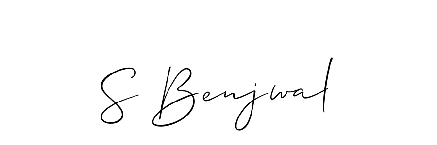 Also You can easily find your signature by using the search form. We will create S Benjwal name handwritten signature images for you free of cost using Allison_Script sign style. S Benjwal signature style 2 images and pictures png