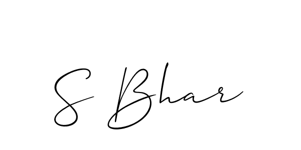 Design your own signature with our free online signature maker. With this signature software, you can create a handwritten (Allison_Script) signature for name S Bhar. S Bhar signature style 2 images and pictures png
