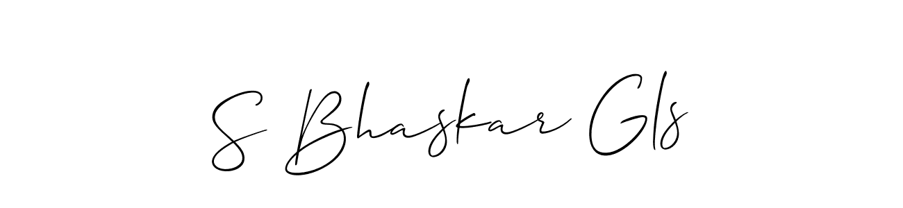 You should practise on your own different ways (Allison_Script) to write your name (S Bhaskar Gls) in signature. don't let someone else do it for you. S Bhaskar Gls signature style 2 images and pictures png