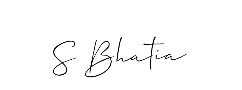 Use a signature maker to create a handwritten signature online. With this signature software, you can design (Allison_Script) your own signature for name S Bhatia. S Bhatia signature style 2 images and pictures png