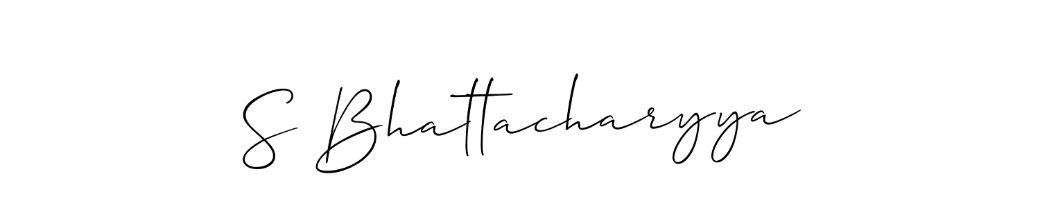 The best way (Allison_Script) to make a short signature is to pick only two or three words in your name. The name S Bhattacharyya include a total of six letters. For converting this name. S Bhattacharyya signature style 2 images and pictures png