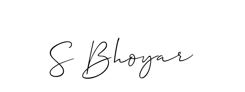 Make a short S Bhoyar signature style. Manage your documents anywhere anytime using Allison_Script. Create and add eSignatures, submit forms, share and send files easily. S Bhoyar signature style 2 images and pictures png