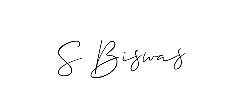 The best way (Allison_Script) to make a short signature is to pick only two or three words in your name. The name S Biswas include a total of six letters. For converting this name. S Biswas signature style 2 images and pictures png