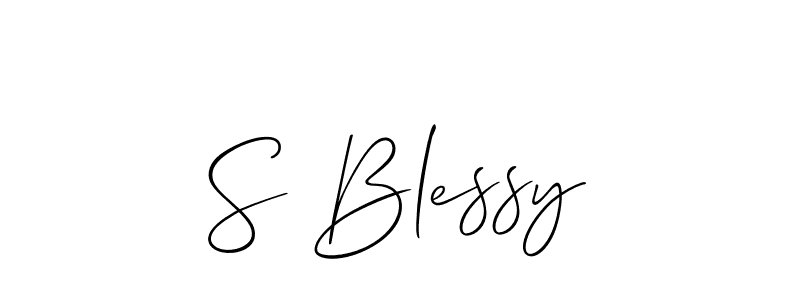 Use a signature maker to create a handwritten signature online. With this signature software, you can design (Allison_Script) your own signature for name S Blessy. S Blessy signature style 2 images and pictures png