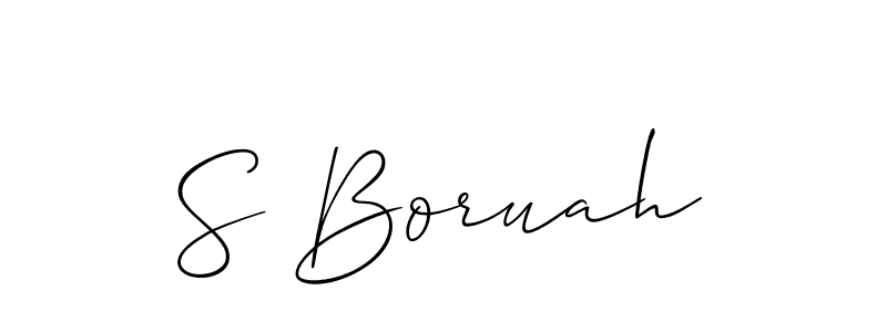 Use a signature maker to create a handwritten signature online. With this signature software, you can design (Allison_Script) your own signature for name S Boruah. S Boruah signature style 2 images and pictures png