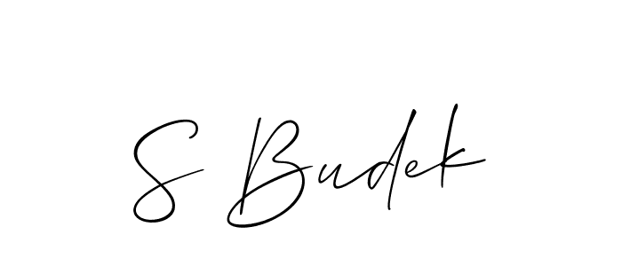 Make a short S Budek signature style. Manage your documents anywhere anytime using Allison_Script. Create and add eSignatures, submit forms, share and send files easily. S Budek signature style 2 images and pictures png