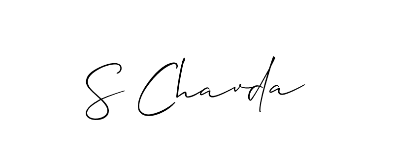 The best way (Allison_Script) to make a short signature is to pick only two or three words in your name. The name S Chavda include a total of six letters. For converting this name. S Chavda signature style 2 images and pictures png